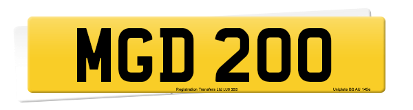 Registration number MGD 200